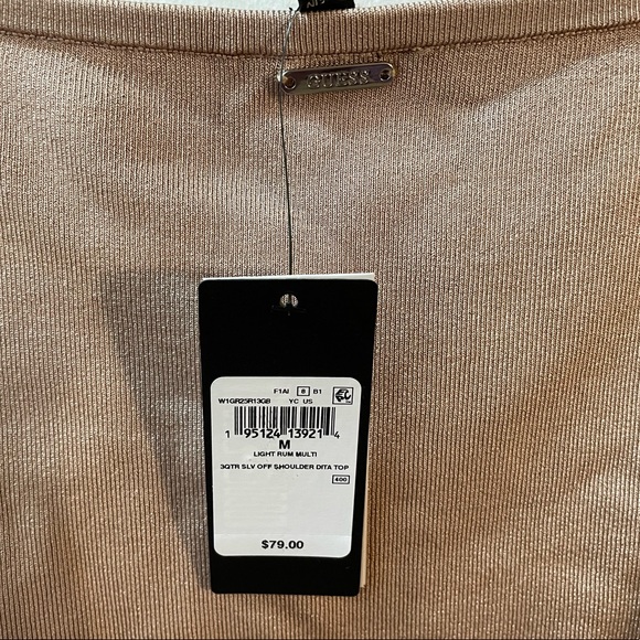 GUESS Women's Off-The-Shoulder Crop Top Size M Beige Light Rum - Picture 5 of 8
